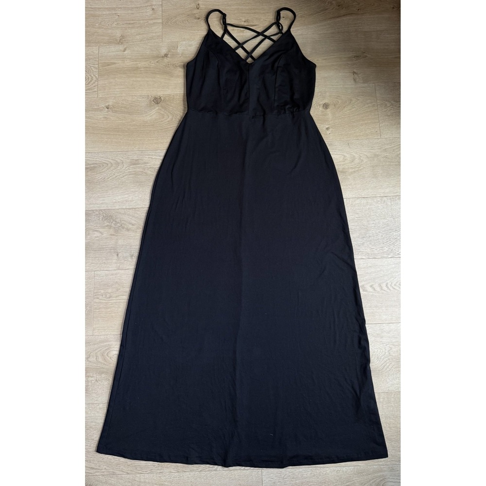 EUC Market & Spruce Women's Black Alisha Soft Jersey Strappy Long Maxi Dress XL